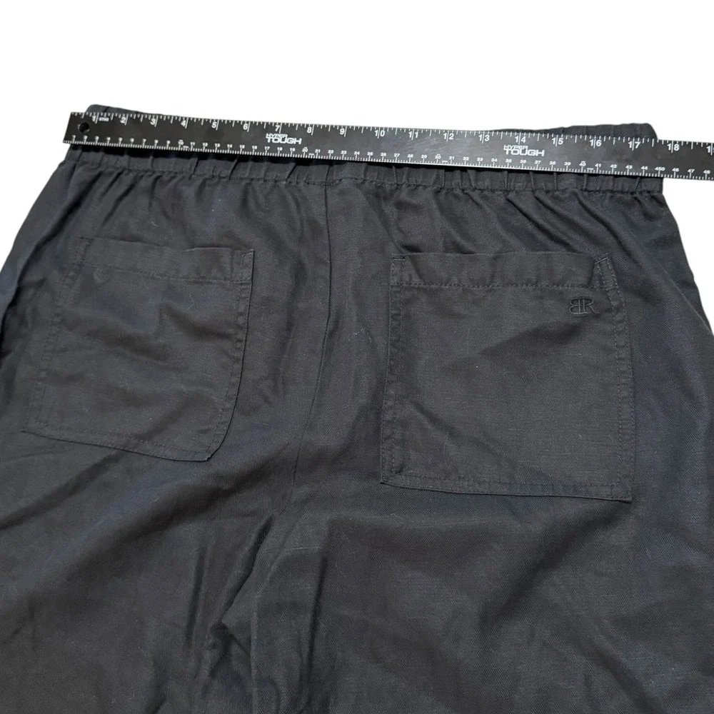 Banana Republic Black Linen Lyocell Blend Pull On Pants Tapered Crop Size L